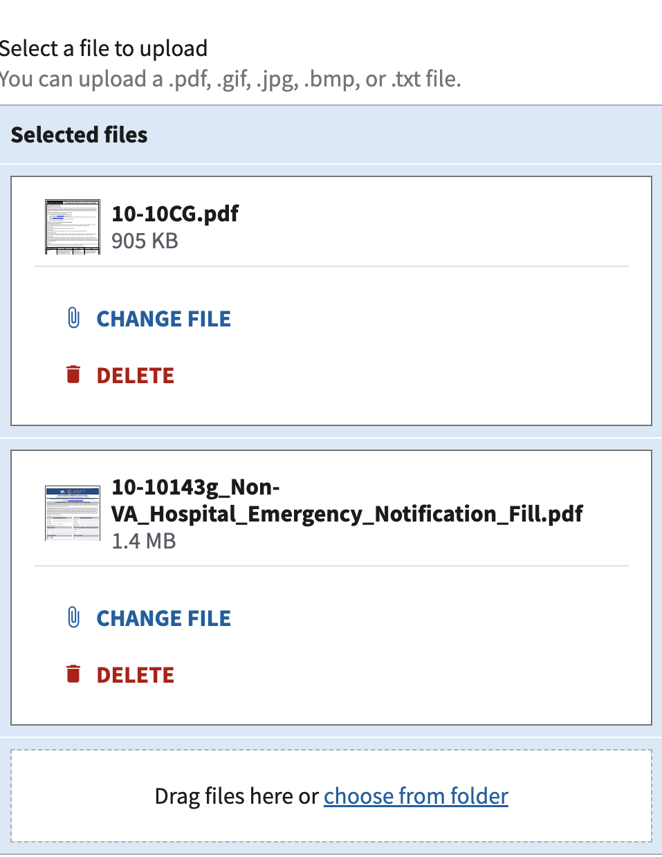 Populated multiple file upload