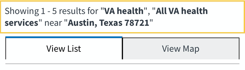 facility locator mobile tabs