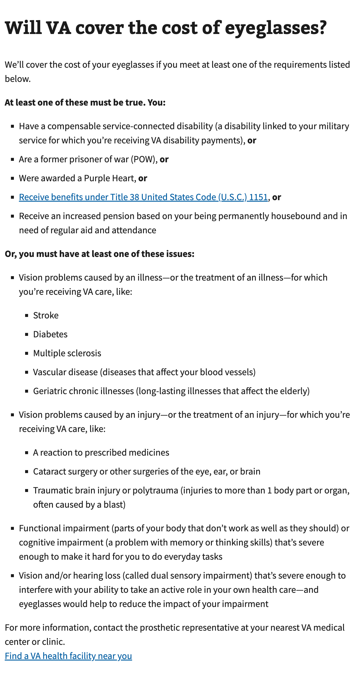 Unordered lists from VA.gov.