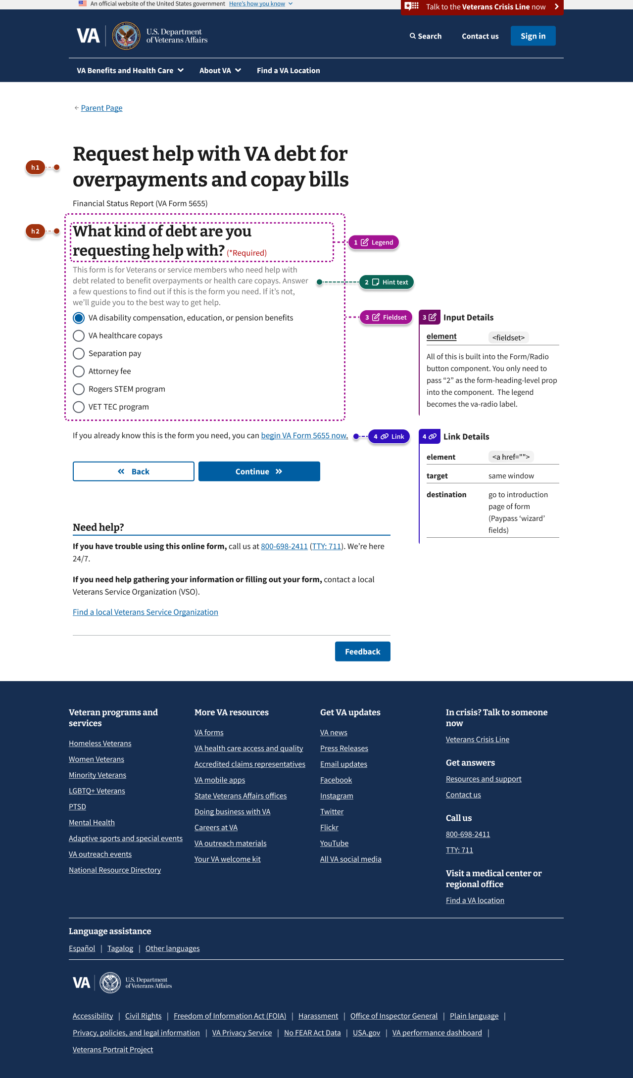 An annotated example that includes a form description.