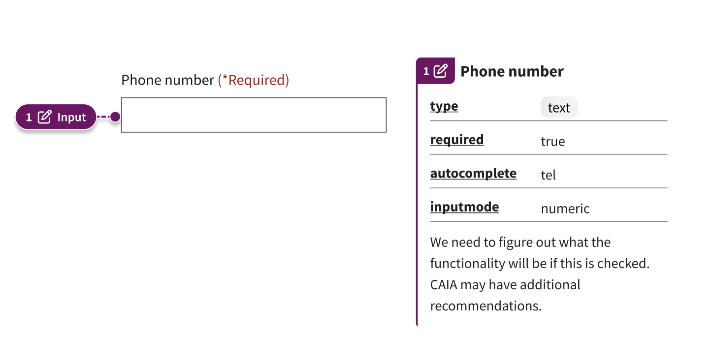 Example of an input details card.