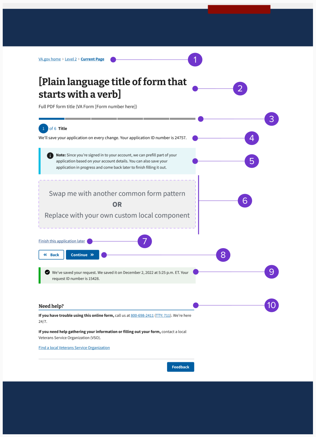 An example of form step page for authenticated users.