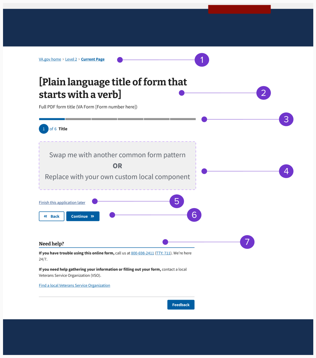 An example of a form step page for unauthenticated users.