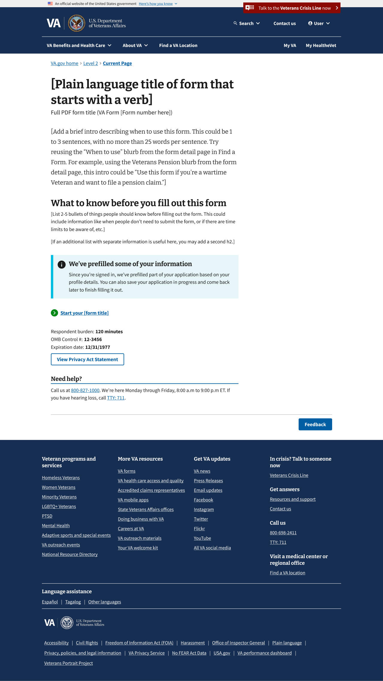An example of a non-application introduction page for authenticated users.